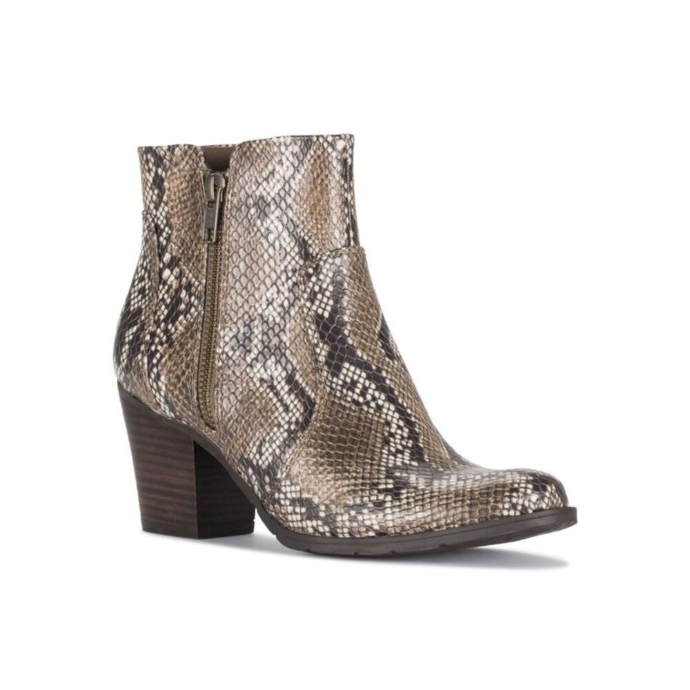 BARETRAPS Womens Moss Brown Snake Lightweight Legacy Toe Block Heel Booties 8 M